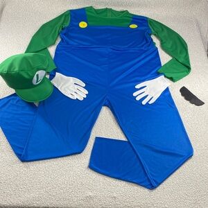 Luigi-Style Costume with Hat. Men’s xl Mario Nintendo Y2K 90’s classic oldschool
